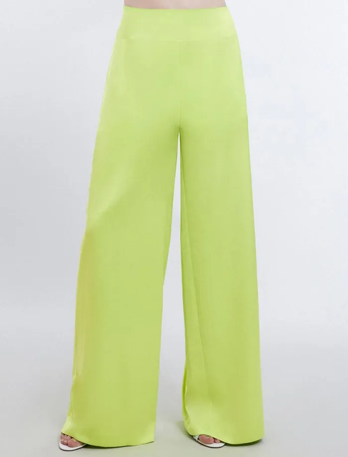 Women Harrison WideLeg Satin Trouser Lime Punch BCBG Suiting