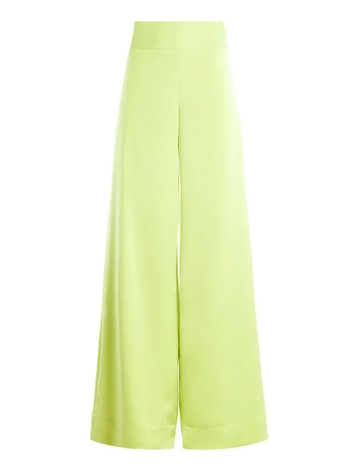 Women Harrison WideLeg Satin Trouser Lime Punch BCBG Suiting