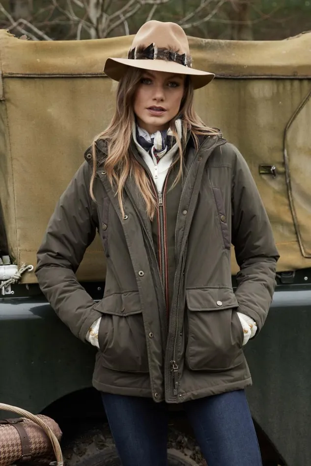 Women Hats and Headbands Holland Cooper Trilby Hat Iridescent Feather Band Camel