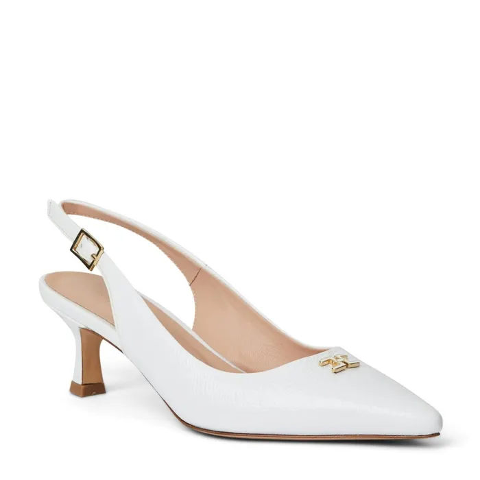 Women Heels Bruno Magli FIONA Slingback Pump WHITE CRINKLED PATENT