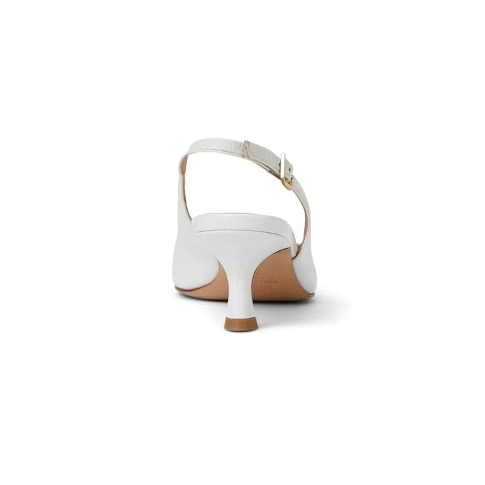 Women Heels Bruno Magli FIONA Slingback Pump WHITE CRINKLED PATENT
