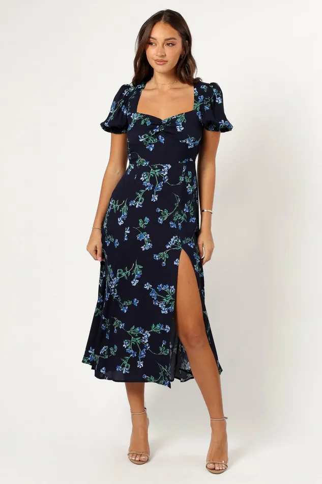 Women Hendrix Midi Dress Midnight Blues Floral Dresses Petal and Pup