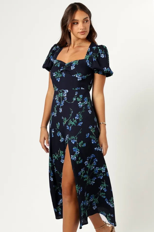 Women Hendrix Midi Dress Midnight Blues Floral Dresses Petal and Pup