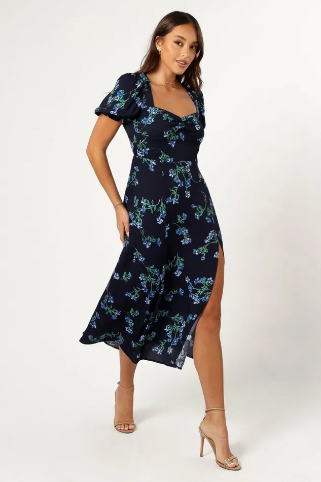 Women Hendrix Midi Dress Midnight Blues Floral Dresses Petal and Pup