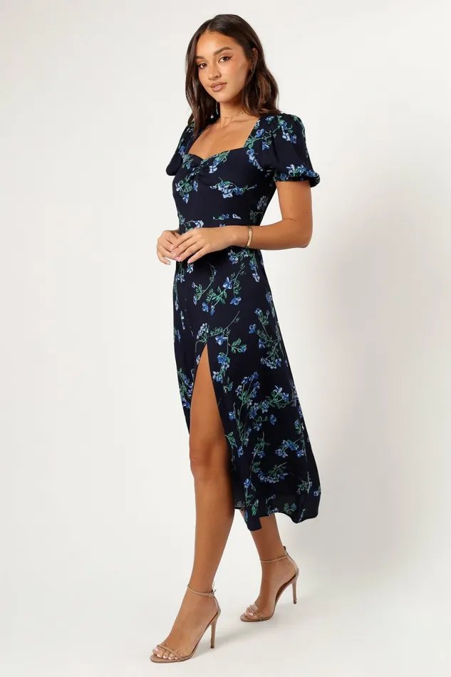 Women Hendrix Midi Dress Midnight Blues Floral Dresses Petal and Pup