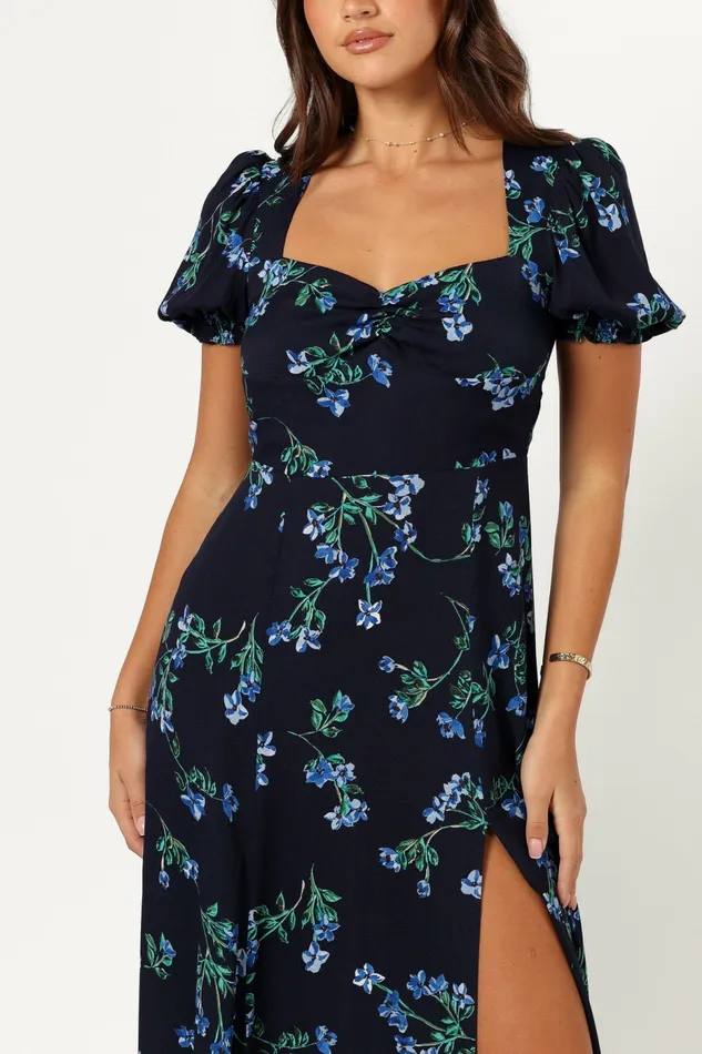Women Hendrix Midi Dress Midnight Blues Floral Dresses Petal and Pup
