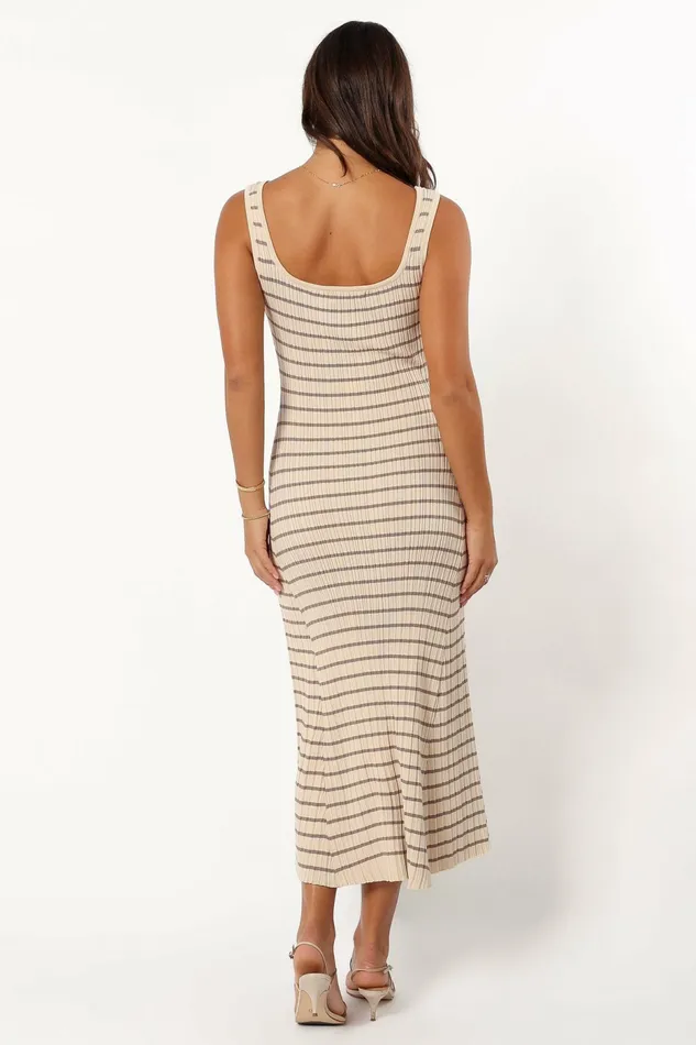 Women Henry Striped Dress CreamMocha Fall Dresses Petal and Pup