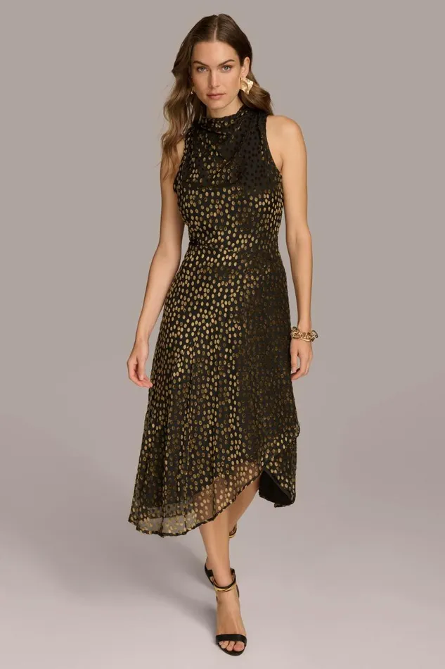Women HIGH COWL NECK DRESS Blackgold Multi Donna Karan New York Dresses And Jumpsuits Women HIGH COWL NECK DRESS Blackgold Multi Donna Karan New York Dresses And Jumpsuits