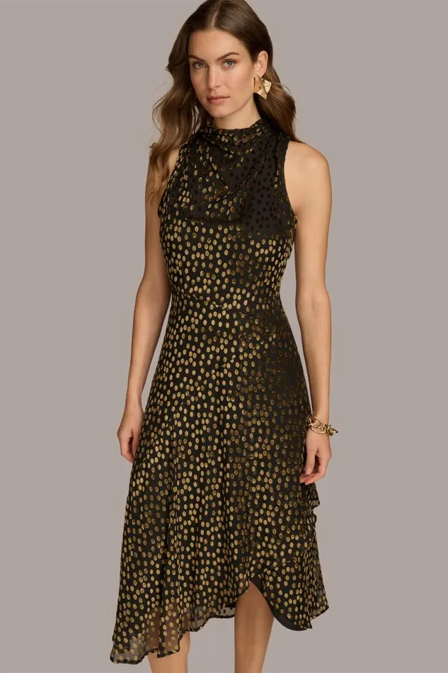 Women HIGH COWL NECK DRESS Blackgold Multi Donna Karan New York Dresses And Jumpsuits Women HIGH COWL NECK DRESS Blackgold Multi Donna Karan New York Dresses And Jumpsuits