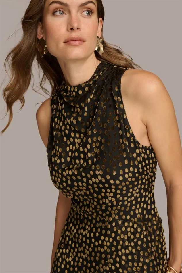 Women HIGH COWL NECK DRESS Blackgold Multi Donna Karan New York Dresses And Jumpsuits Women HIGH COWL NECK DRESS Blackgold Multi Donna Karan New York Dresses And Jumpsuits