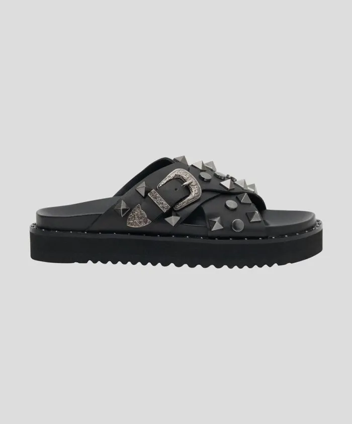 Women IGGY STUDDED CROSS OVER SLIDE One Teaspoon Footwear