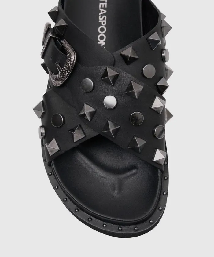 Women IGGY STUDDED CROSS OVER SLIDE One Teaspoon Footwear Women IGGY STUDDED CROSS OVER SLIDE One Teaspoon Footwear