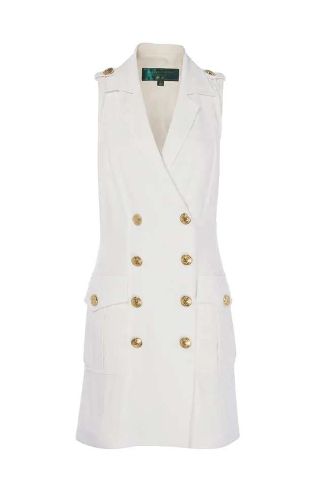 Women In Stock Tailoring Holland Cooper Chelsea Dress Oyster Linen