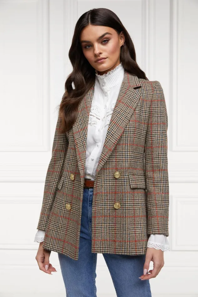 Women In Stock Tailoring Holland Cooper Double Breasted Blazer Orange Windsor