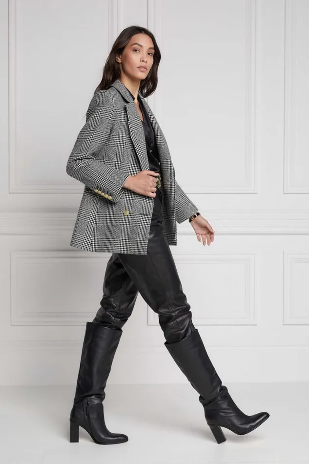 Women In Stock Tailoring Holland Cooper Double Breasted Blazer Prince Of Wales Mono