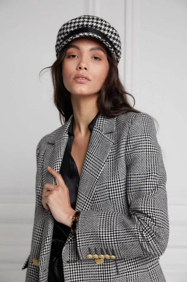 Women In Stock Tailoring Holland Cooper Double Breasted Blazer Prince Of Wales Mono