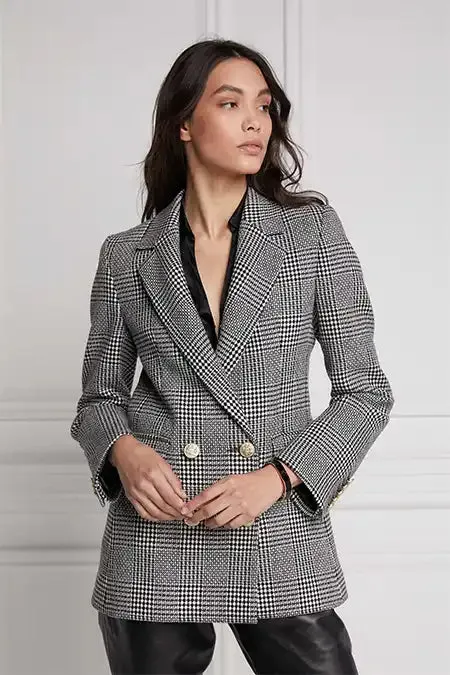 Women In Stock Tailoring Holland Cooper Double Breasted Blazer Prince Of Wales Mono