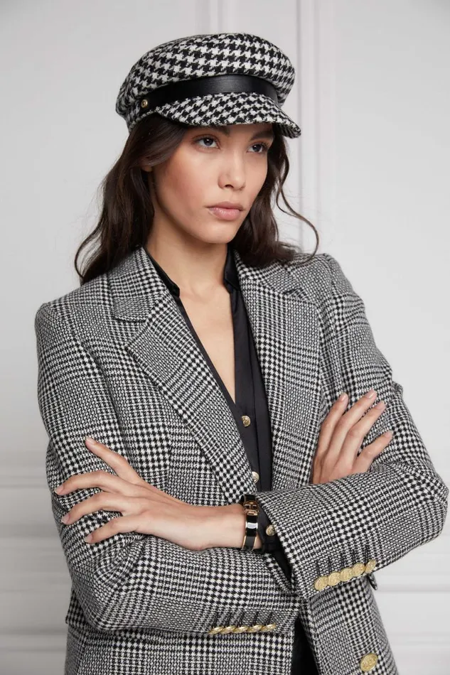 Women In Stock Tailoring Holland Cooper Double Breasted Blazer Prince Of Wales Mono