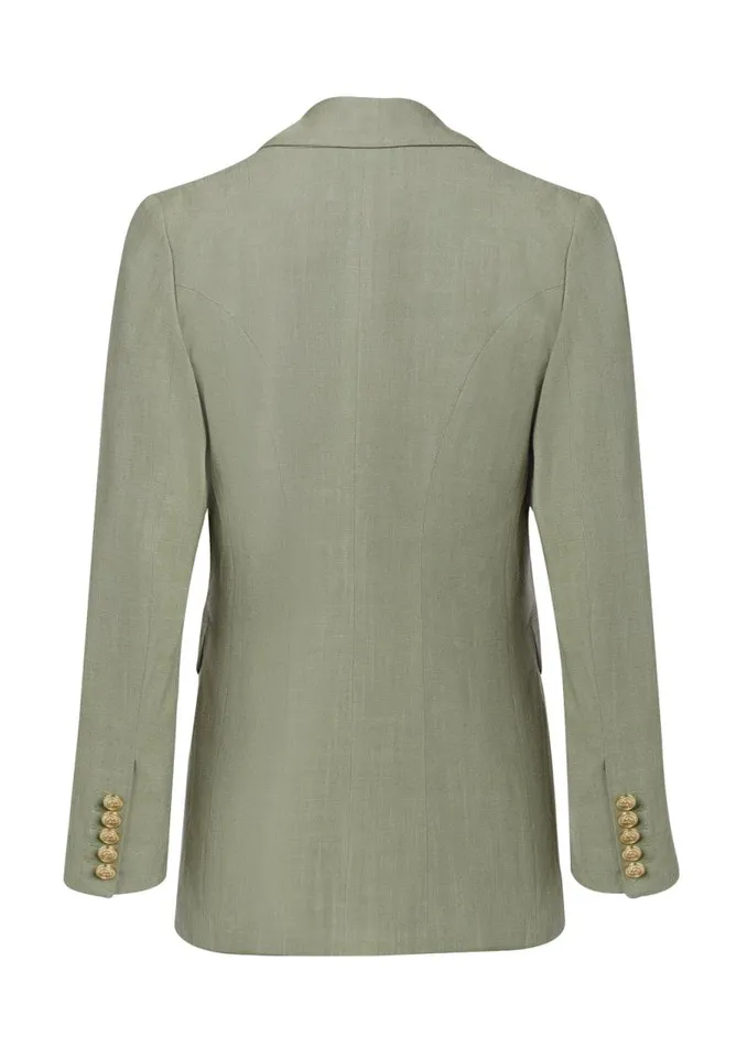 Women In Stock Tailoring Holland Cooper Double Breasted Blazer Sage Linen