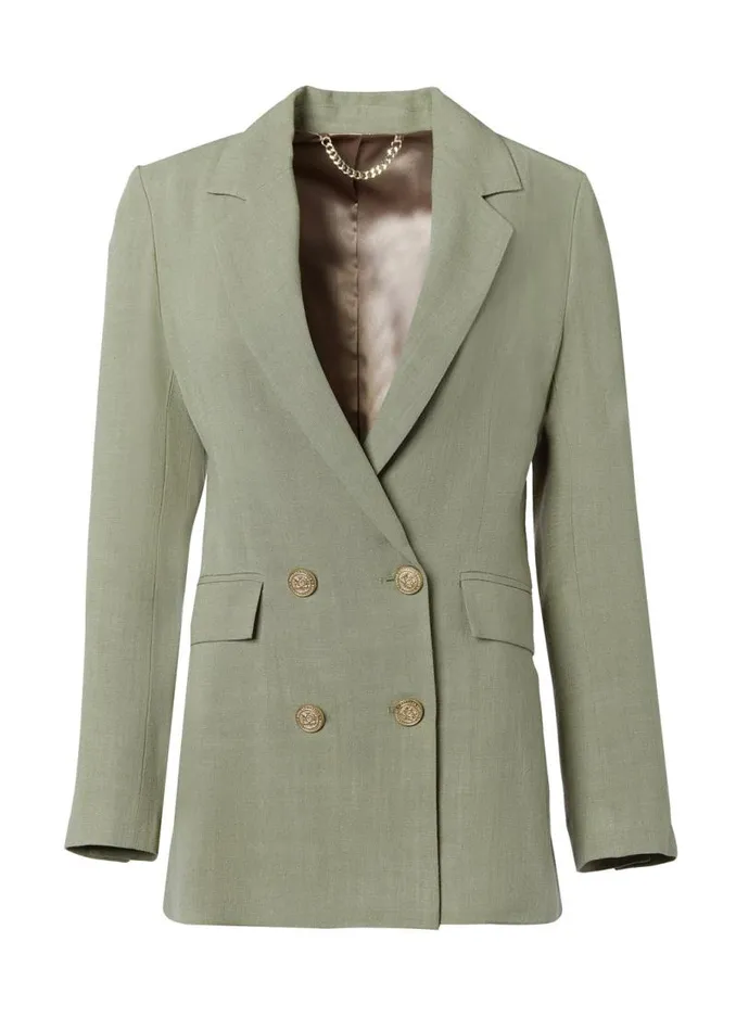 Women In Stock Tailoring Holland Cooper Double Breasted Blazer Sage Linen