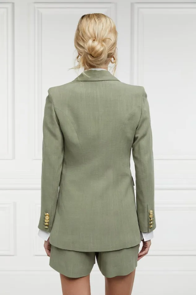 Women In Stock Tailoring Holland Cooper Double Breasted Blazer Sage Linen