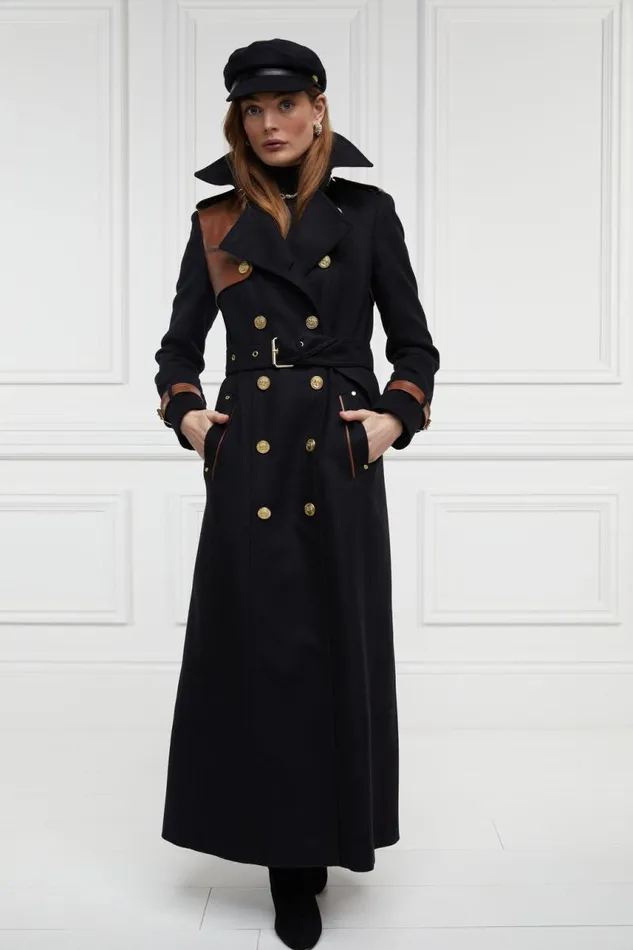 Women In Stock Tailoring Holland Cooper Full Length Marlborough Trench Coat Soft Black Tan Women In Stock Tailoring Holland Cooper Full Length Marlborough Trench Coat Soft Black Tan