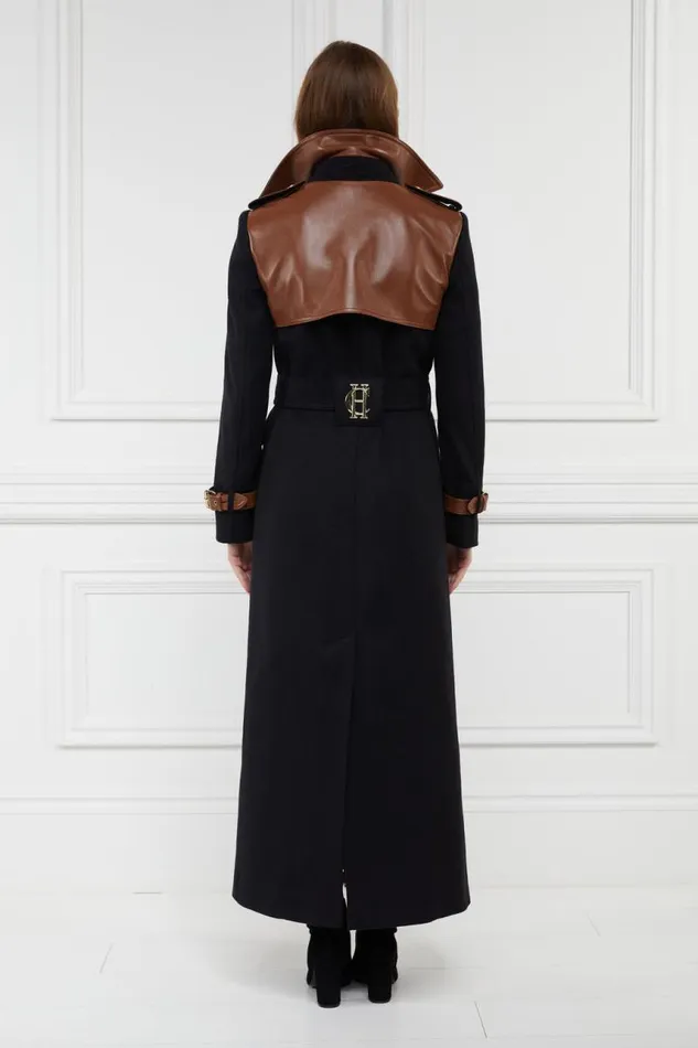 Women In Stock Tailoring Holland Cooper Full Length Marlborough Trench Coat Soft Black Tan