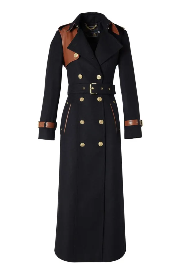 Women In Stock Tailoring Holland Cooper Full Length Marlborough Trench Coat Soft Black Tan