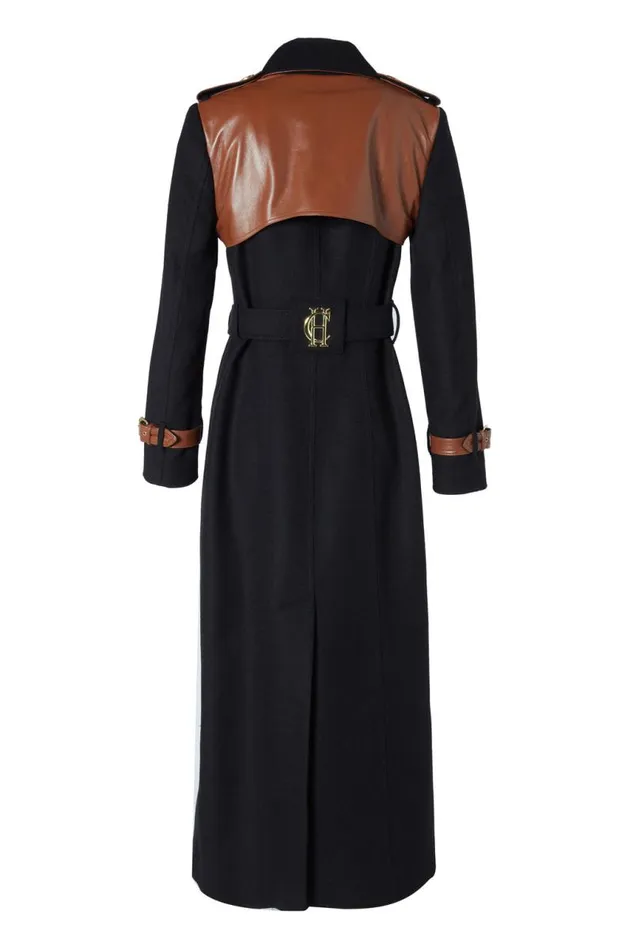 Women In Stock Tailoring Holland Cooper Full Length Marlborough Trench Coat Soft Black Tan