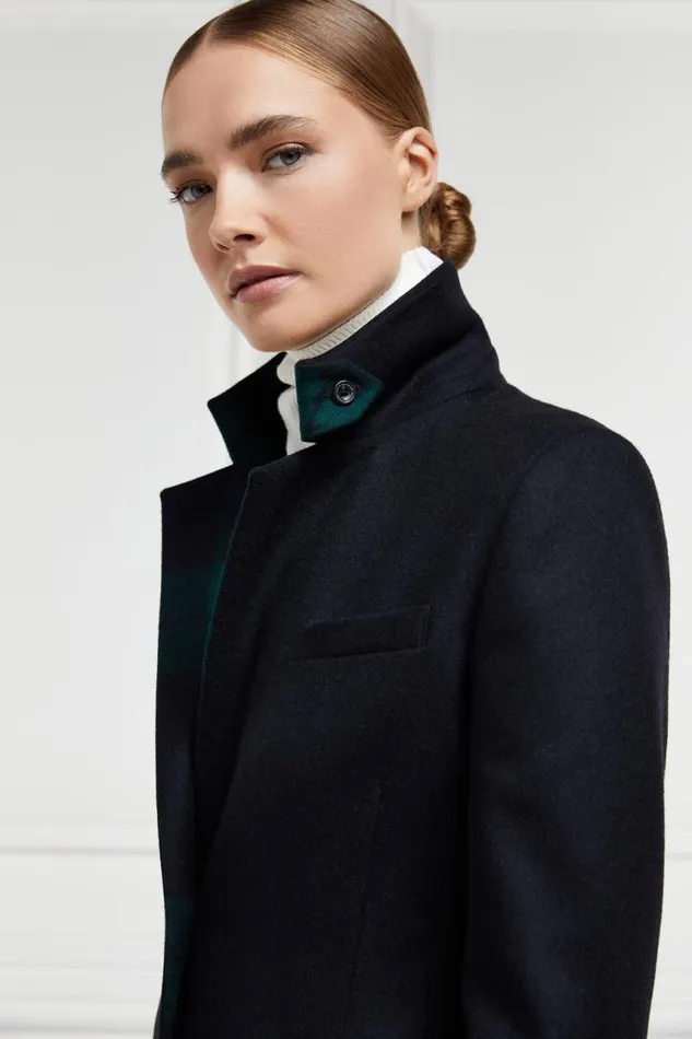 Women In Stock Tailoring Holland Cooper Full Length Regency Coat Soft Navy Blackwatch