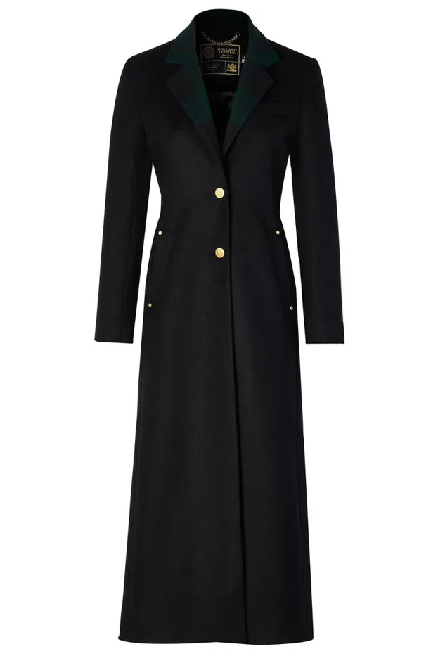 Women In Stock Tailoring Holland Cooper Full Length Regency Coat Soft Navy Blackwatch