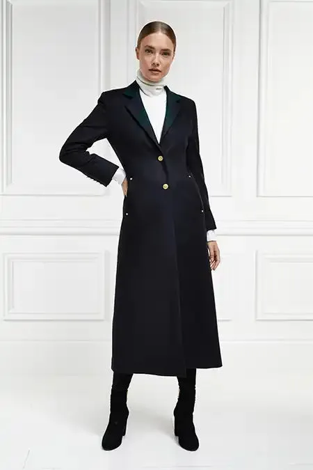 Women In Stock Tailoring Holland Cooper Full Length Regency Coat Soft Navy Blackwatch