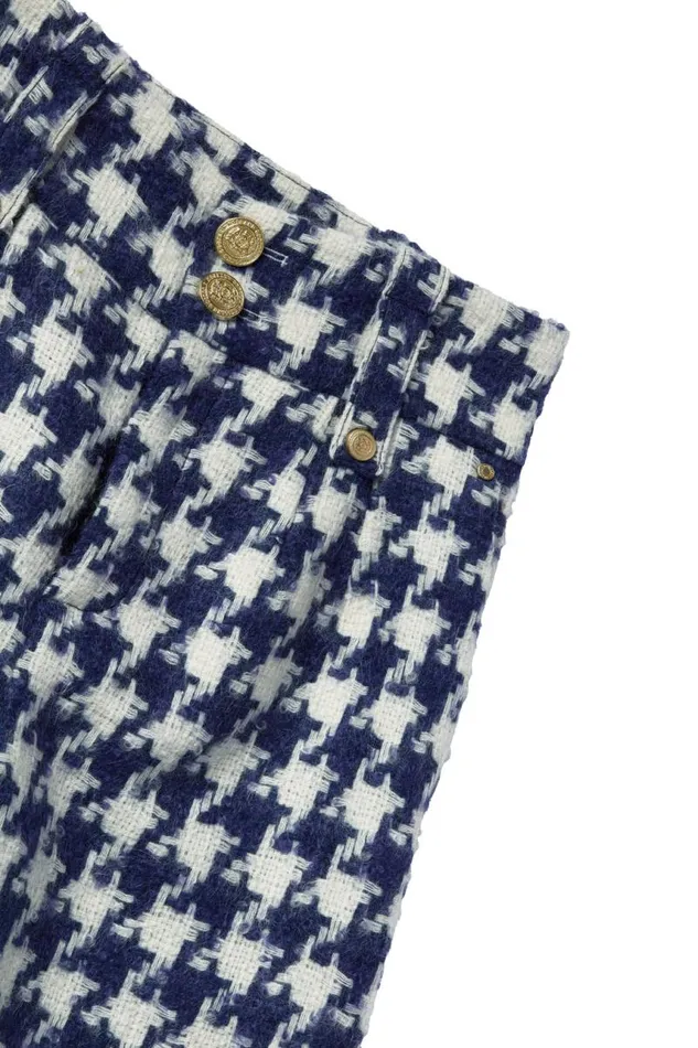 Women In Stock Tailoring Holland Cooper High Waisted Straight Trouser Large Scale Navy Houndstooth Women In Stock Tailoring Holland Cooper High Waisted Straight Trouser Large Scale Navy Houndstooth