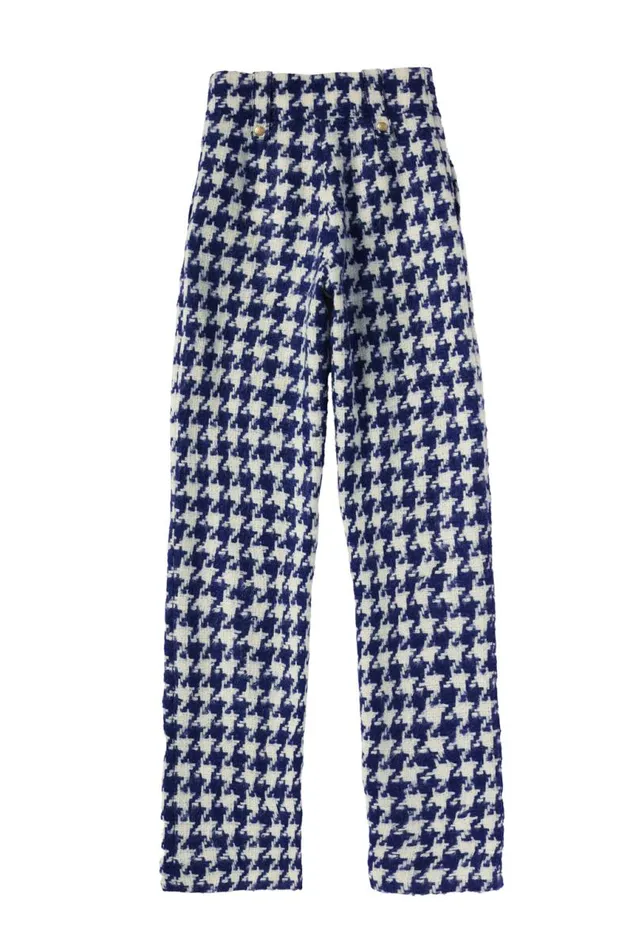 Women In Stock Tailoring Holland Cooper High Waisted Straight Trouser Large Scale Navy Houndstooth Women In Stock Tailoring Holland Cooper High Waisted Straight Trouser Large Scale Navy Houndstooth