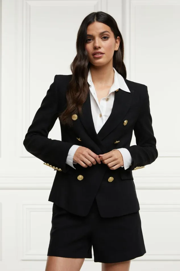 Women In Stock Tailoring Holland Cooper Knightsbridge Blazer Black Linen