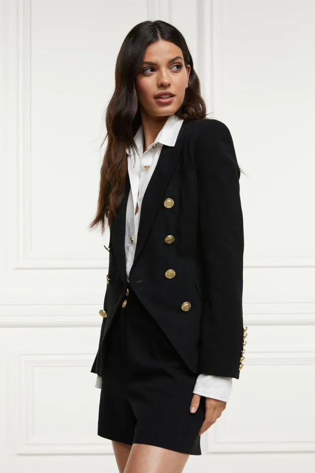 Women In Stock Tailoring Holland Cooper Knightsbridge Blazer Black Linen