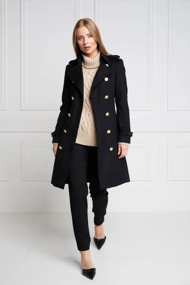 Women In Stock Tailoring Holland Cooper Marlborough Trench Coat Soft Black