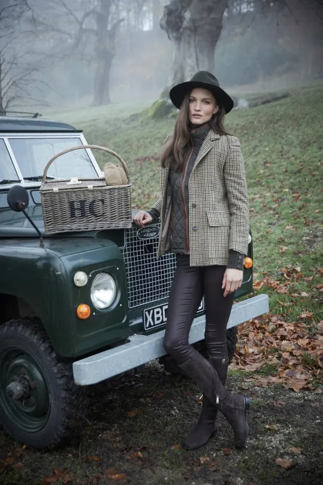 Women In Stock Tailoring Holland Cooper Single Breasted Field Blazer Hailes Green Tweed