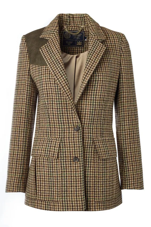 Women In Stock Tailoring Holland Cooper Single Breasted Field Blazer Hailes Green Tweed