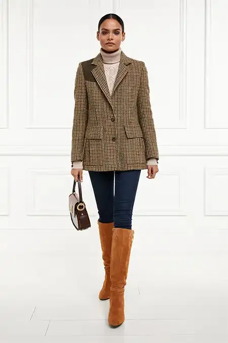 Women In Stock Tailoring Holland Cooper Single Breasted Field Blazer Hailes Green Tweed