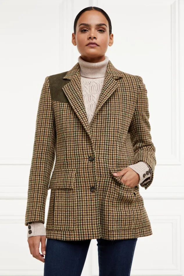 Women In Stock Tailoring Holland Cooper Single Breasted Field Blazer Hailes Green Tweed