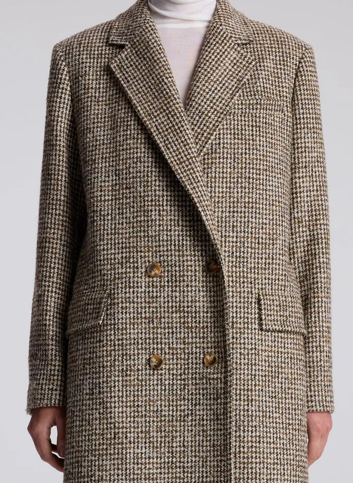 Women Jackets and Coats ALC Tanner Oversized Tweed Houndstooth Coat Creambrown