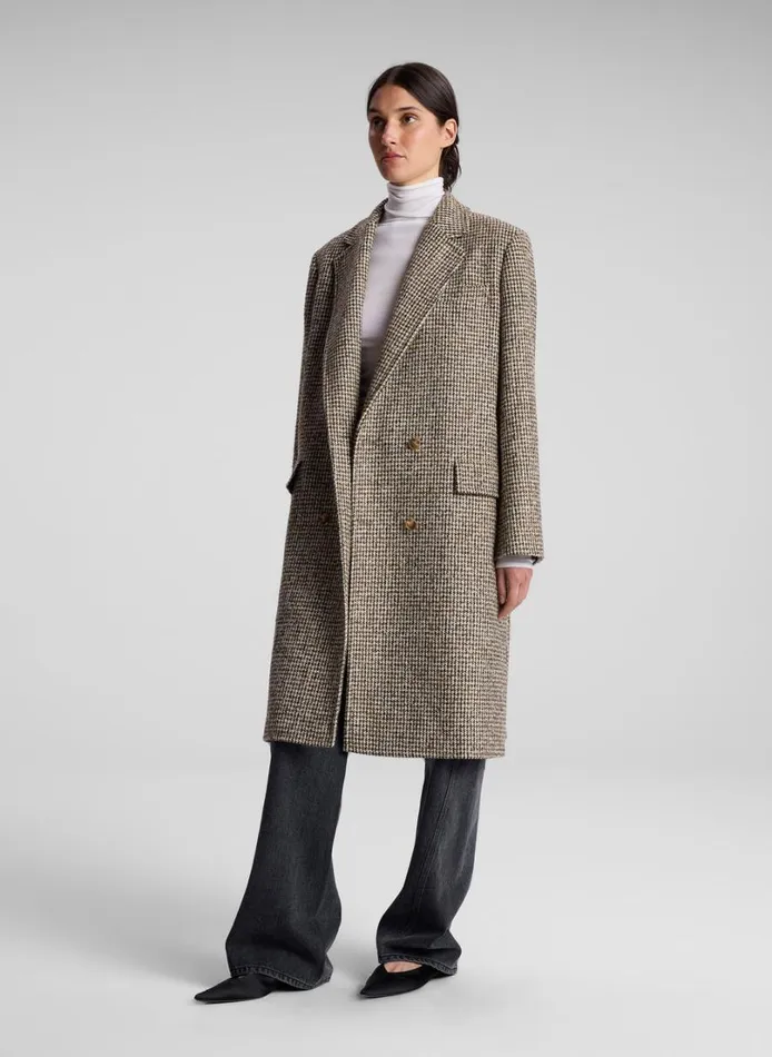 Women Jackets and Coats ALC Tanner Oversized Tweed Houndstooth Coat Creambrown