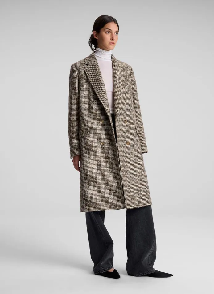 Women Jackets and Coats ALC Tanner Oversized Tweed Houndstooth Coat Creambrown