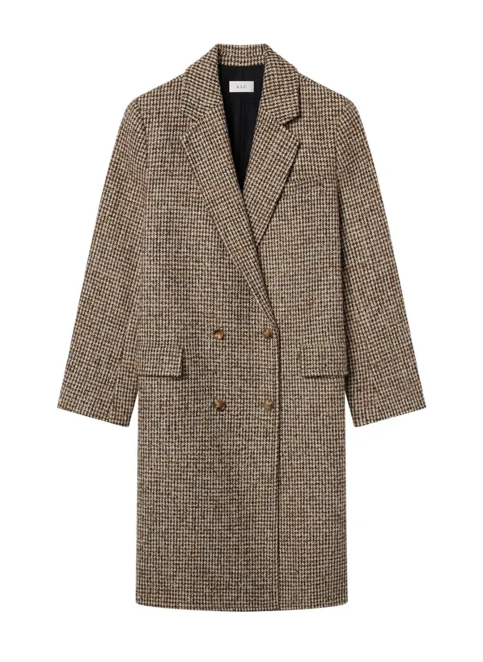 Women Jackets and Coats ALC Tanner Oversized Tweed Houndstooth Coat Creambrown