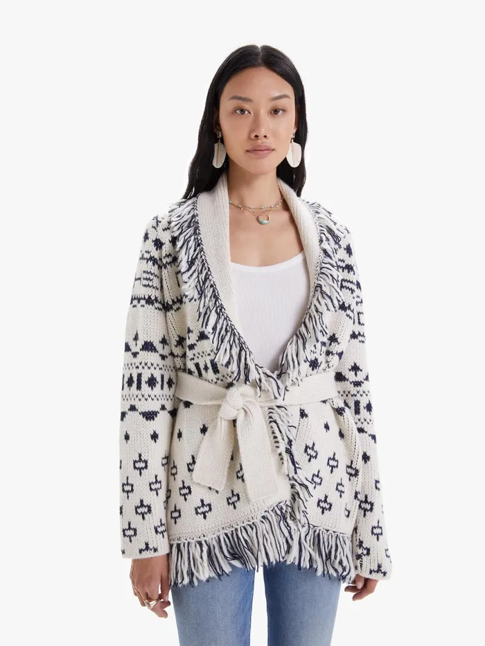 Women Jackets Mother Denim The Belted Short Cardigan White