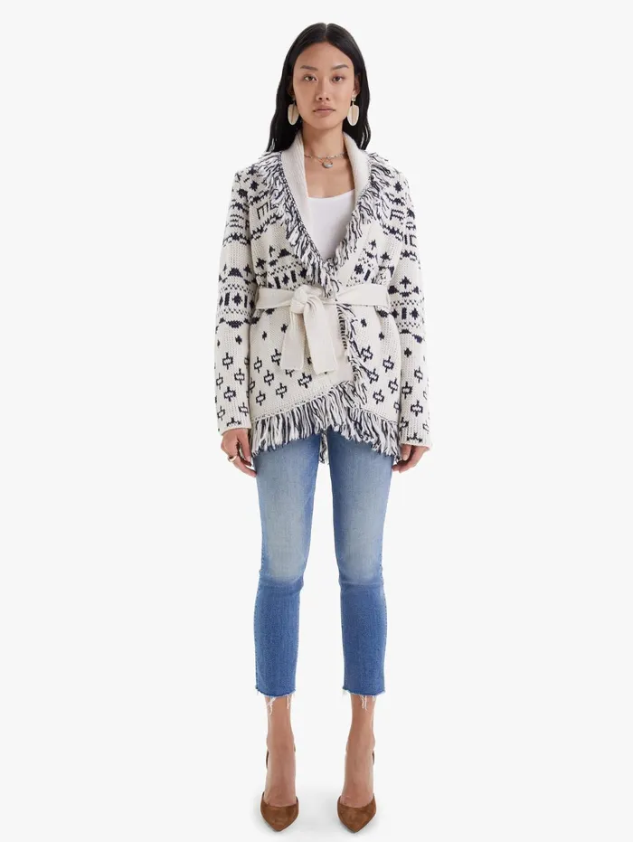 Women Jackets Mother Denim The Belted Short Cardigan White