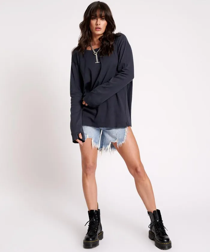 Women JAGGER BOYFRIEND LONG SLEEVE TEE One Teaspoon Tees and Tanks