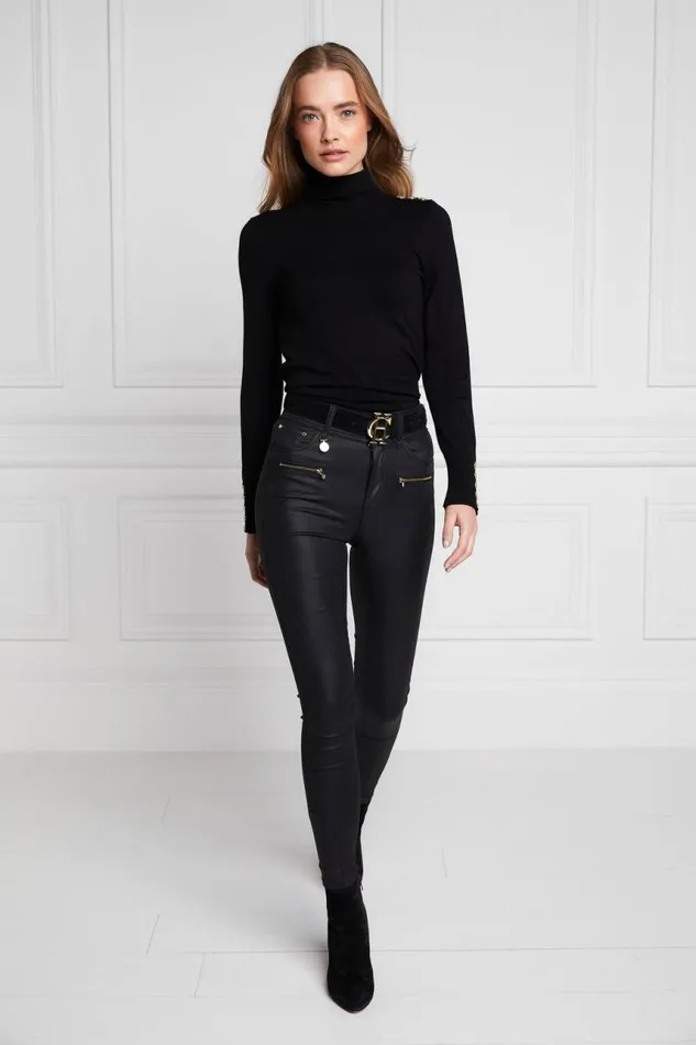 Women Jeans Holland Cooper Coated Jodhpur Jean Black