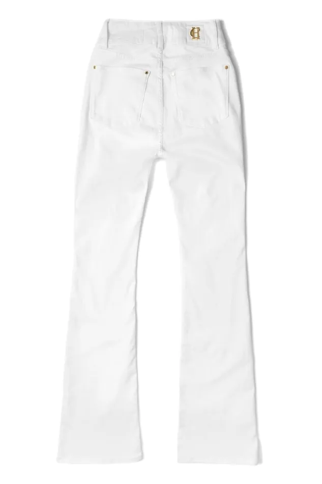 Women Jeans Holland Cooper High Rise Flared Jean White